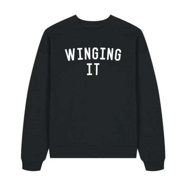 WINGING IT Black Oversized Organic Sweatshirt