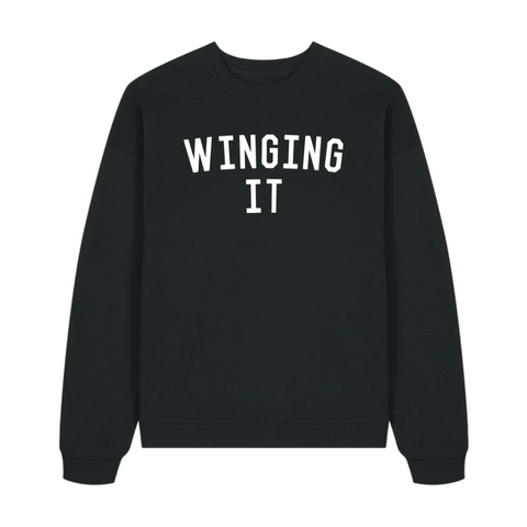 WINGING IT Black Oversized Organic Sweatshirt