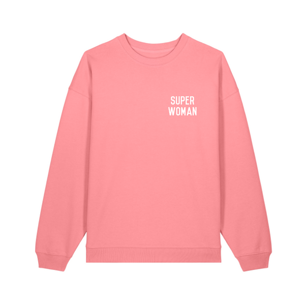 Super Woman Pink Oversized Organic Sweatshirt