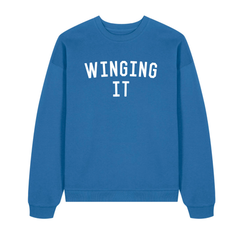 WINGING IT Blue Oversized Organic Sweatshirt