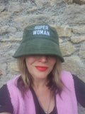Super Woman Black Cord Organic Cotton Cap