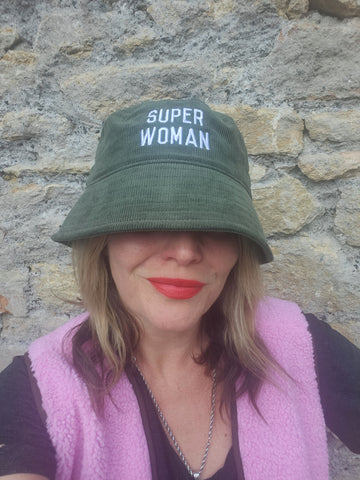 Super Woman Black Cord Organic Cotton Cap