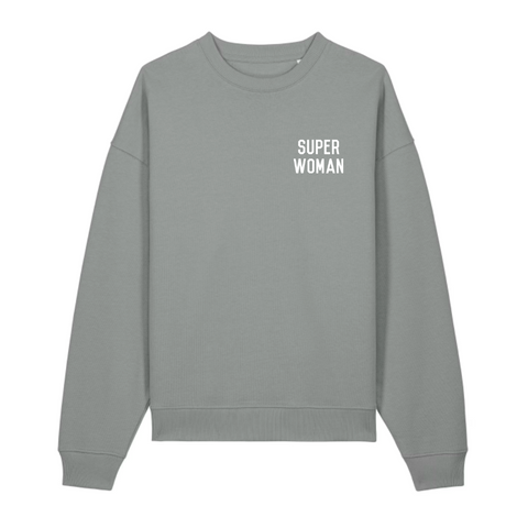 Super Woman Grey Oversized Organic Sweatshirt