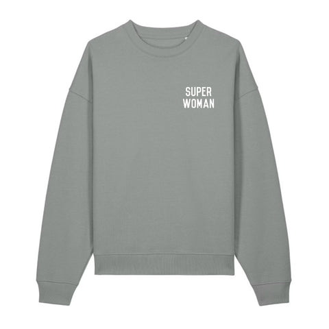 Super Woman Grey Oversized Organic Sweatshirt