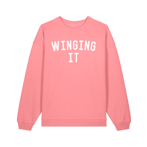WINGING IT Pink Oversized Organic Sweatshirt