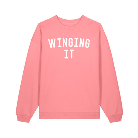 WINGING IT Pink Oversized Organic Sweatshirt