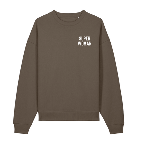 Super Woman Mocca Oversized Organic Sweatshirt