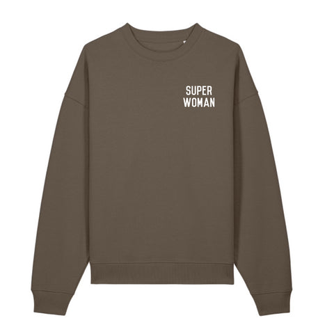 Super Woman Mocca Oversized Organic Sweatshirt