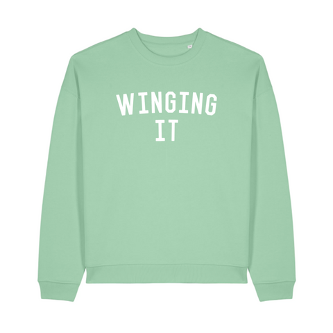 WINGING IT Eau De Nil Oversized Organic Sweatshirt