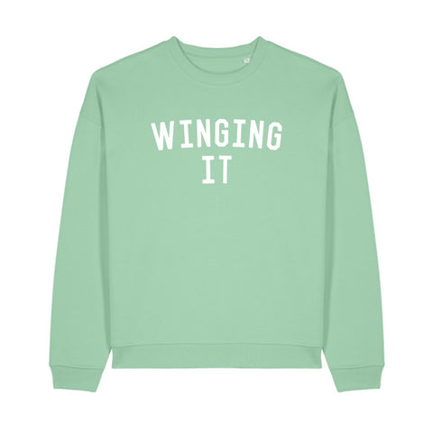 WINGING IT Eau De Nil Oversized Organic Sweatshirt