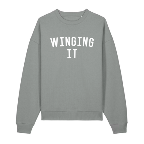 WINGING IT Grey Oversized Organic Sweatshirt
