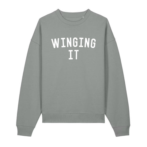 WINGING IT Grey Oversized Organic Sweatshirt