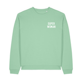 Super Woman Eau De Nil Oversized Organic Sweatshirt