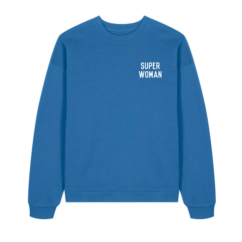 Super Woman Blue Oversized Organic Sweatshirt