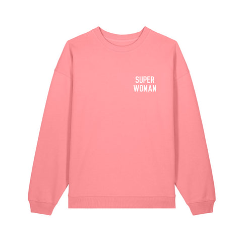 Super Woman Pink Oversized Organic Sweatshirt