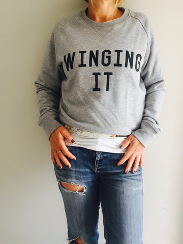 WINGING IT Grey Oversized Organic Sweatshirt