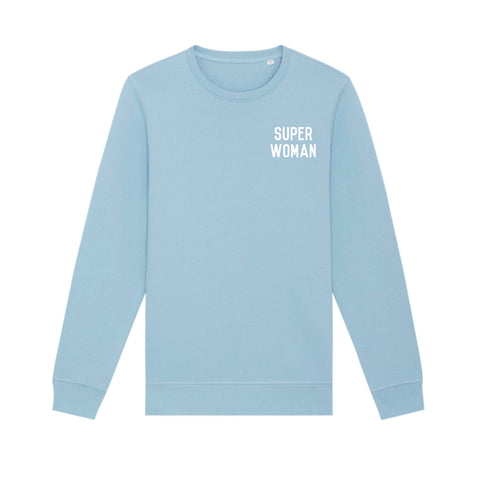 Super Woman Pale Blue Organic Sweatshirt
