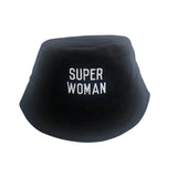 Super Woman Black Cord Organic Cotton Bucket Hat