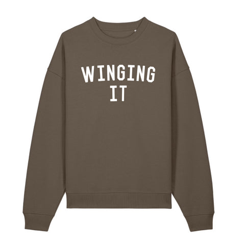 WINGING IT Mocca Oversized Organic Sweatshirt