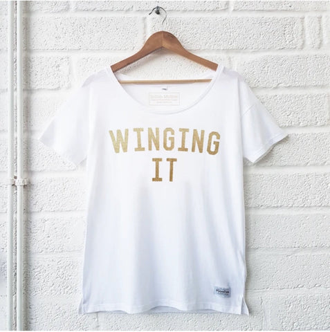 WINGING IT White & Gold Tee